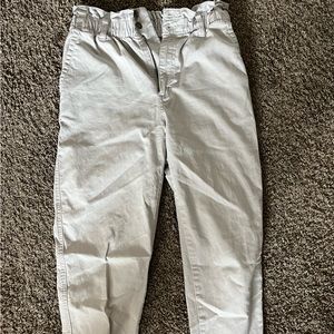 Straight leg off white paperbag pants